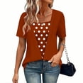 thumbnail image 2 of Otvok Women's Fashion Solid Color Leisure Summer T-shirt Round Neck Leisure Tops Satin Shirts, 2 of 6