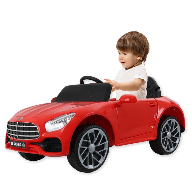 Carro Electrico Montable para Niños de Control Remoto y Manejo Directo Carrito Deportivo con Luces Estero Bluetooth y USB Doble Puerta con Seguro Rojo Gaon