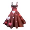 thumbnail image 4 of Valentines Day Sleeveless Vintage Dress Heart Print Pattern Casual A-line Midi Summer Dresses Light pink L, 4 of 5