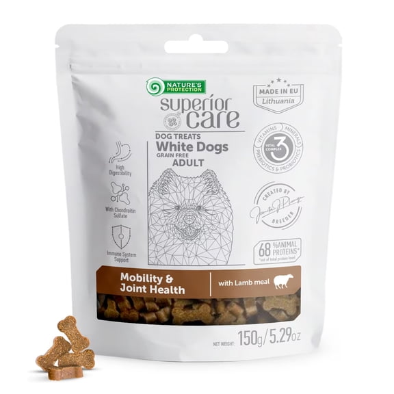 Nature's Protection Superior Care Dog Treats for Joint Support, Adult White Coat Dogs, Lamb, 5.29oz