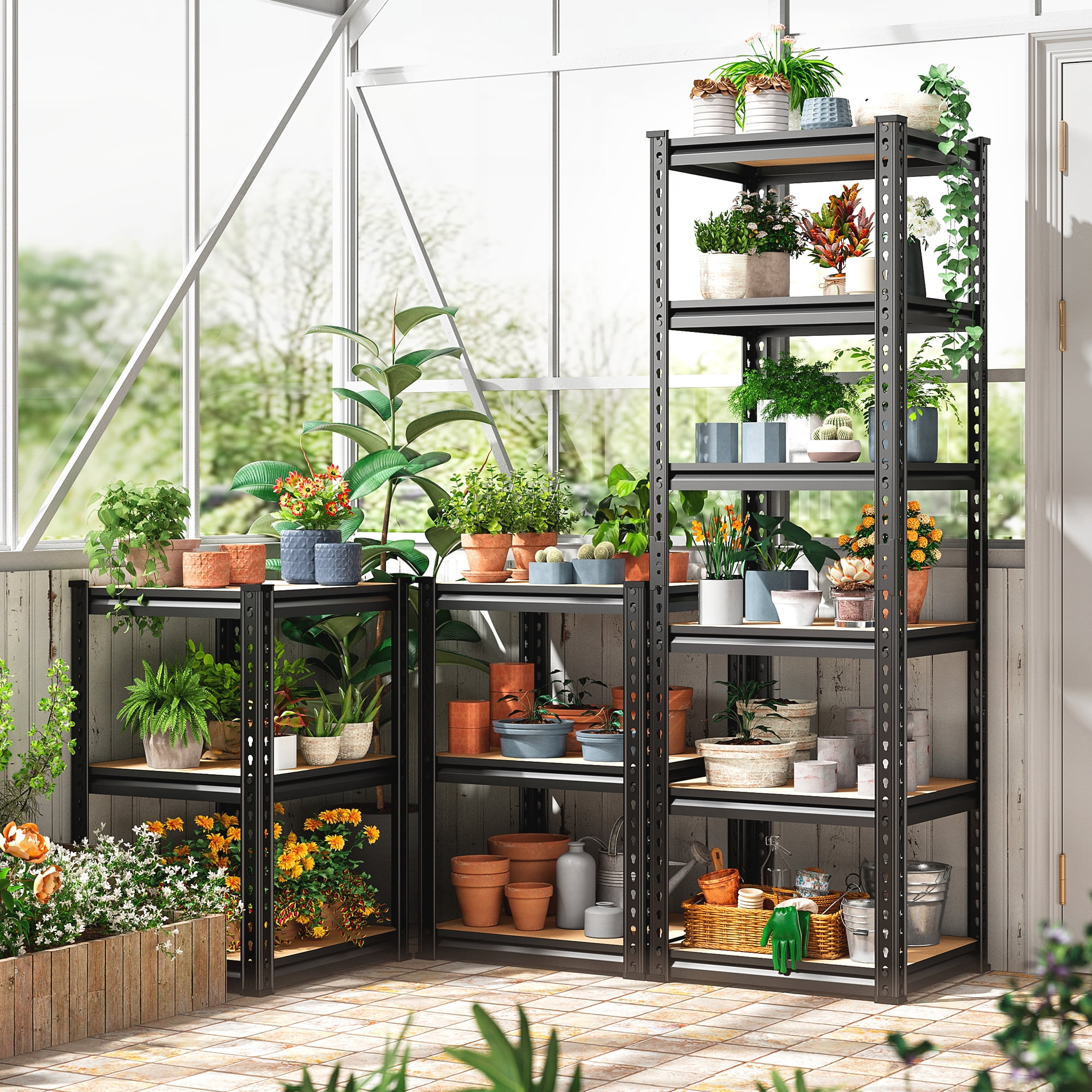スチールラック・メタルラック vintageDULTON GALVANIZED SHELF DOUBLE 6-Tier Galvanized Steel Storage Shelving Unit, 16 in x 16 in x 72
