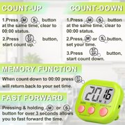 YMWVH 4-Piece Multi-Function Electronic Timer, Learning Management, Suitable for Kitchen, Study, Work, Exercise Training, Outdoor Activities