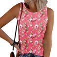 thumbnail image 2 of Womens Loose Fit Casual Flowy Tank Tops Crew Neck Trendy Textured Sleeveless Summer Tops, 2 of 5