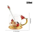 thumbnail image 3 of Specollect 1 Pcs Enamel Flower Lead-Free Glass Coffee Mug with Spoon, Elegant Rose Design, Safe Tea Cup for Women, I Valentines Day Christmas Gifts 320ml, 3 of 9