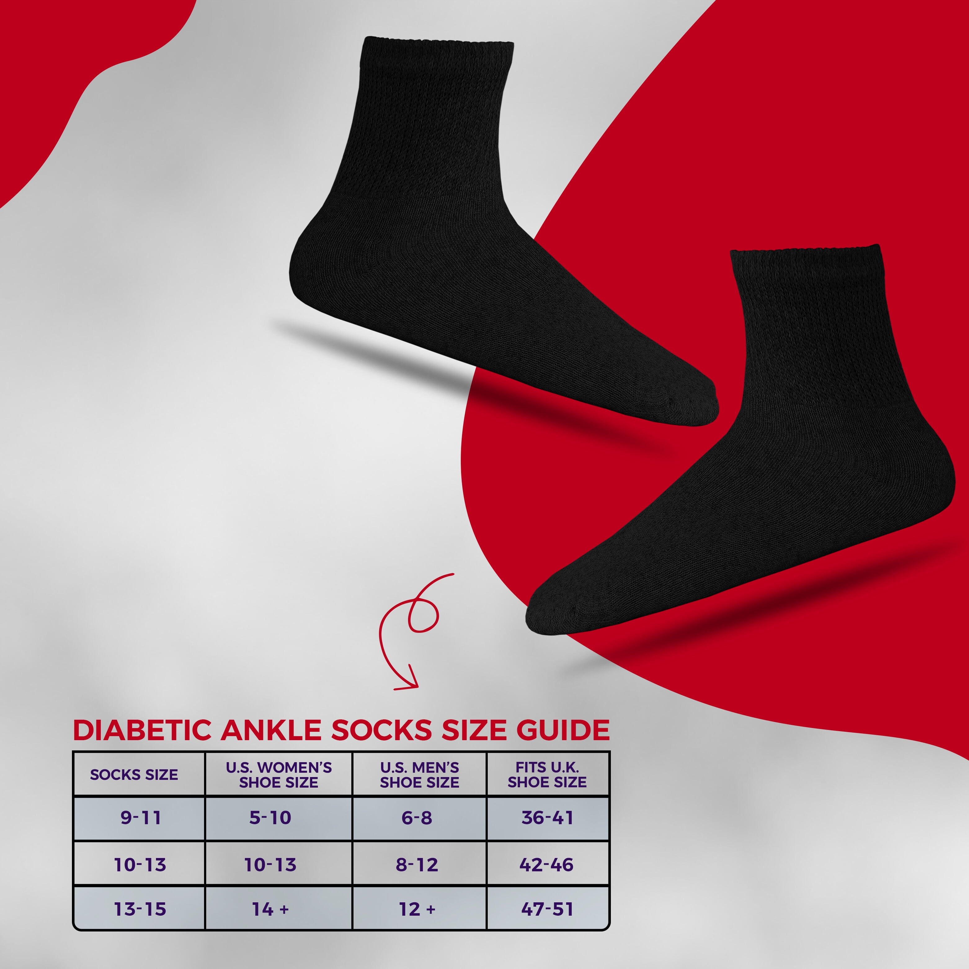 Diabetic Ankle Socks – Non-Binding Circulation Quarter Socks, Cushioned Cotton Blend for Men & Women (Black 6Pairs, Size 10-13, Fits Women’s Shoe 7-12)