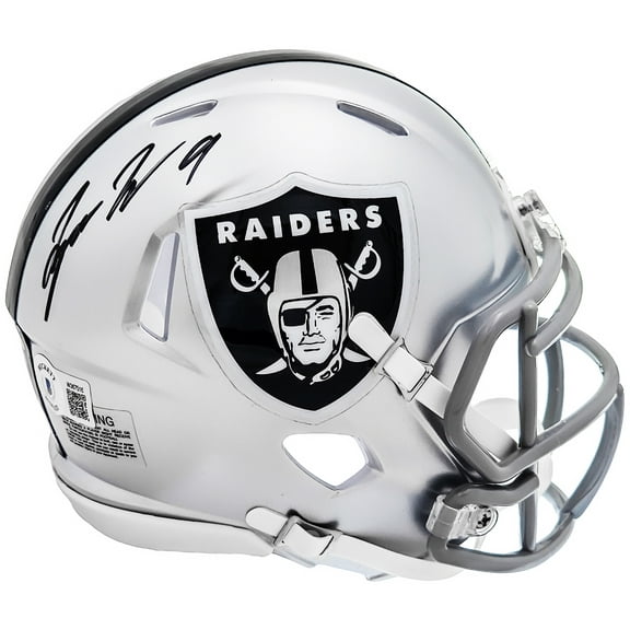 Tyree Wilson Autographed Las Vegas Raiders Silver Speed Mini Helmet Beckett BAS Witness 215908
