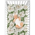 thumbnail image 4 of Sweet Jojo Designs Watercolor Magnolia Green and Ivory Fitted Crib Sheet, 4 of 6