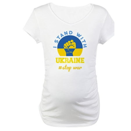 

CafePress - Stand With Ukraine Broken Peace Maternity T Shirt - Cotton Maternity T-shirt Cute & Funny Pregnancy Tee