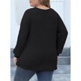 thumbnail image 4 of SUNSIOM Women's Plus Size Knitted Pullover Tops Ribbed Long Sleeve Wrap V-Neck Jumper Fall Winter Tops, 4 of 6