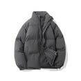 thumbnail image 2 of felwors Women's warm down jacket, high collar zip-up cotton jacket, Women's light casual down jacket Dark Gray, XXXL, 2 of 6