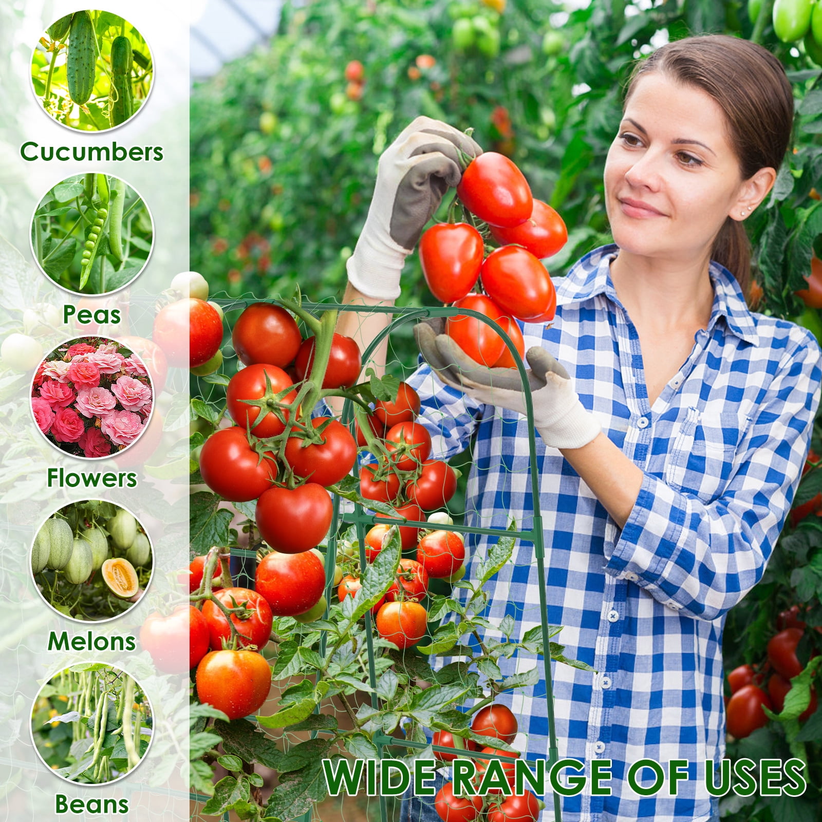 Threns Cucumber Trellis for Raised Bed U Shape Vegetable Trellis Easy to Install Cucumber Support Frame Metal Pea Tunnel for Climbing Plants Tomato Vegetable