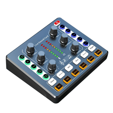 M8 Sound Card Live Broadcast Audio Interface Podcasting Device Caster with Premium Mic Preamplifier Sound Card