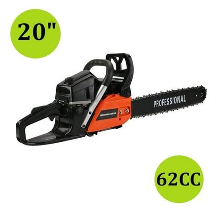 Gas Chainsaw 20" Gas Powered Chainsaw 62CC 2 Stroke 3HP Cordless Chainsaw with Double Spring STE-5200 for Cutting Wood