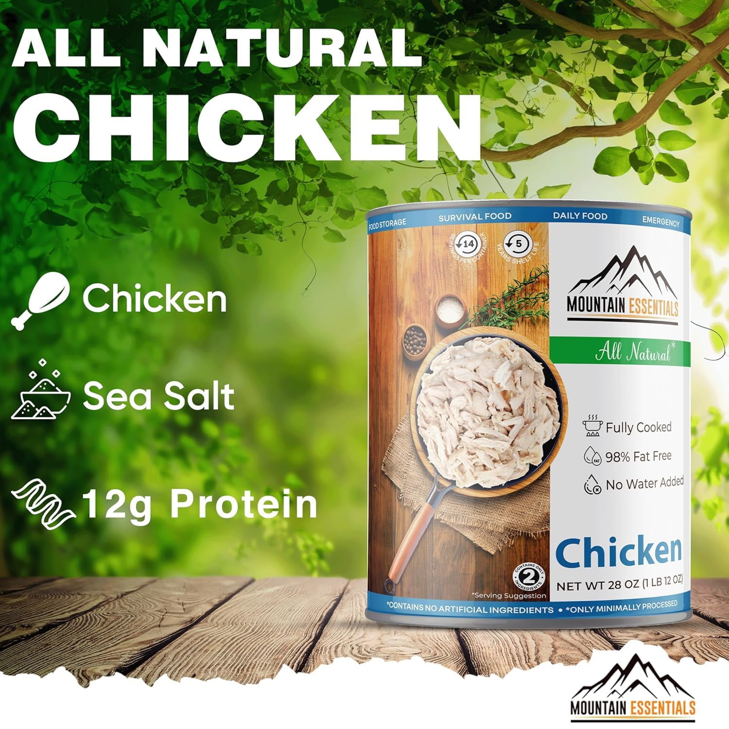 5 Cans - Mountain Essentials Canned Meat Sampler Pack 28 Oz Chicken, Turkey, Pork, Beef, Ground Beef Fully Cooked Ready to Eat Canned Meat Perfect for Camping Home Meals Emergency Food 1 Can Each