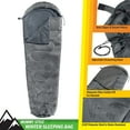 thumbnail image 3 of Wakeman Outdoors Gray Cold Weather Mummy Sleeping Bag Rated to 25°F for Camping, 3 of 7