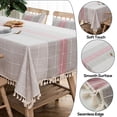 thumbnail image 3 of Tassel table cloth Plaid table cloth rectangular cotton linen dust cover suitable for kitchen dining 35x 35" - style:style3;, 3 of 5