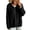 #01Black, variant on Womens Solid Loose Zip Up Knit Hooded Cardigan Drawstring Hood Long Sleeve Knitted Sweater Jacket Casual Lightweight Layering Outerwear White 2XL