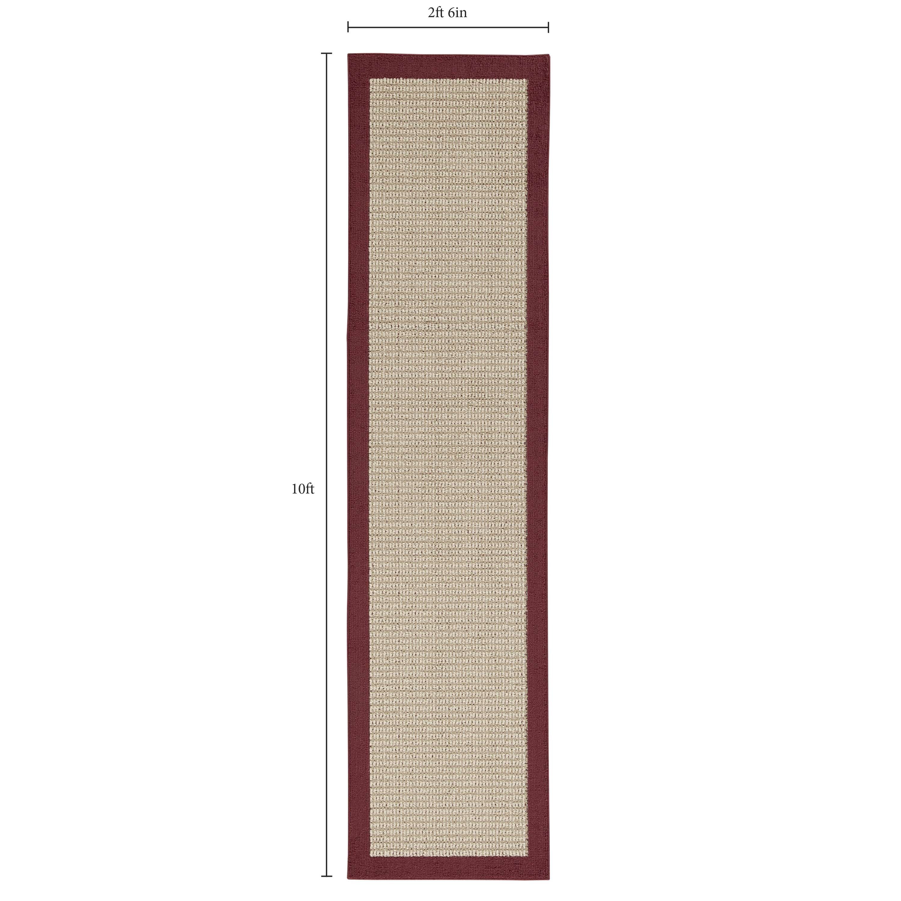 (2 pack) Mainstays Faux Sisal Olefin Red Border Indoor Hallway Runner Rug, 2 ft 6 in x 10 ft