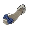 thumbnail image 3 of Jelly Shoes Women: Elegant Women's Pearl Bow Jelly Sandals, Flat PVC Crystal Slip-On Shoes for Summer, Comfortable Casual Footwear for Beach Party Pool, Clear Transparent Style, Fits True to Size, 3 of 6