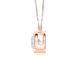 thumbnail image 2 of Angara Collier en Morganite Naturel - Pendentif Solitaire Rond en Morganite avec Lunette en Or Rose 14K pour Femmes, 2 of 8