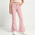 thumbnail image 2 of RQYYD School Uniform Pants for Girls Bell Bottom Pants High Stretch Elastic Waist Flare Trousers Size 5-16 Years Teen Girls Kids Back To School, 2 of 7