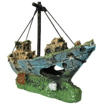 Aquarium Shipwreck Decorations Fish for Ornaments Resin Sunken Ship for Freshwater Saltwater Betta Tanks Decor