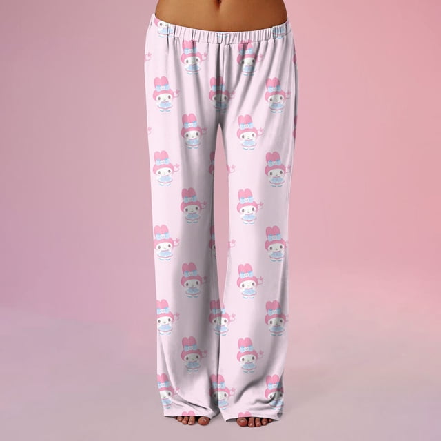 Anime Pajamas for Women Girls Cute Cartoon Cat Print Kawaii Casual Sleep Pajama Pants
