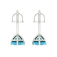 thumbnail image 4 of 2 ct Screw-Back Stud Earrings for Women | 6.5mm Round Cut Simulated Turquoise | 18K White Gold, 4 of 5