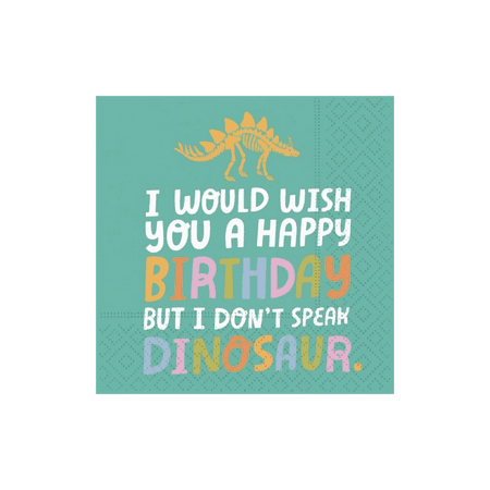 DESIGN DESIGN I Don't Speak Dinosaur Beverage Napkin, Party Supplies