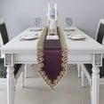 thumbnail image 4 of Gold Lace Plum Table Runner - Dresser Scarf European Embroidery - Perfect for Fall Autumn Thanksgiving Kitchen Dining Room Home Decor Wedding Receptions - 14 x 108 inches - The Anyce Collection, 4 of 7