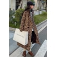 thumbnail image 4 of utcoco Womens Leopard Long Wool Trench Coat Notched Lapel Double Breasted Pea Coat Winter Warm Overcoat, 4 of 6