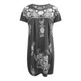 thumbnail image 4 of QIPOPIQ Robe Maxi pour Femme Plage Élégante à Manches Courtes Tendance Décontractée Robes Aguichant d'Été Robe à Volants Imprimé Floral Chandail à Enfiler Robe à Col Rond Offres 2023, 4 of 5