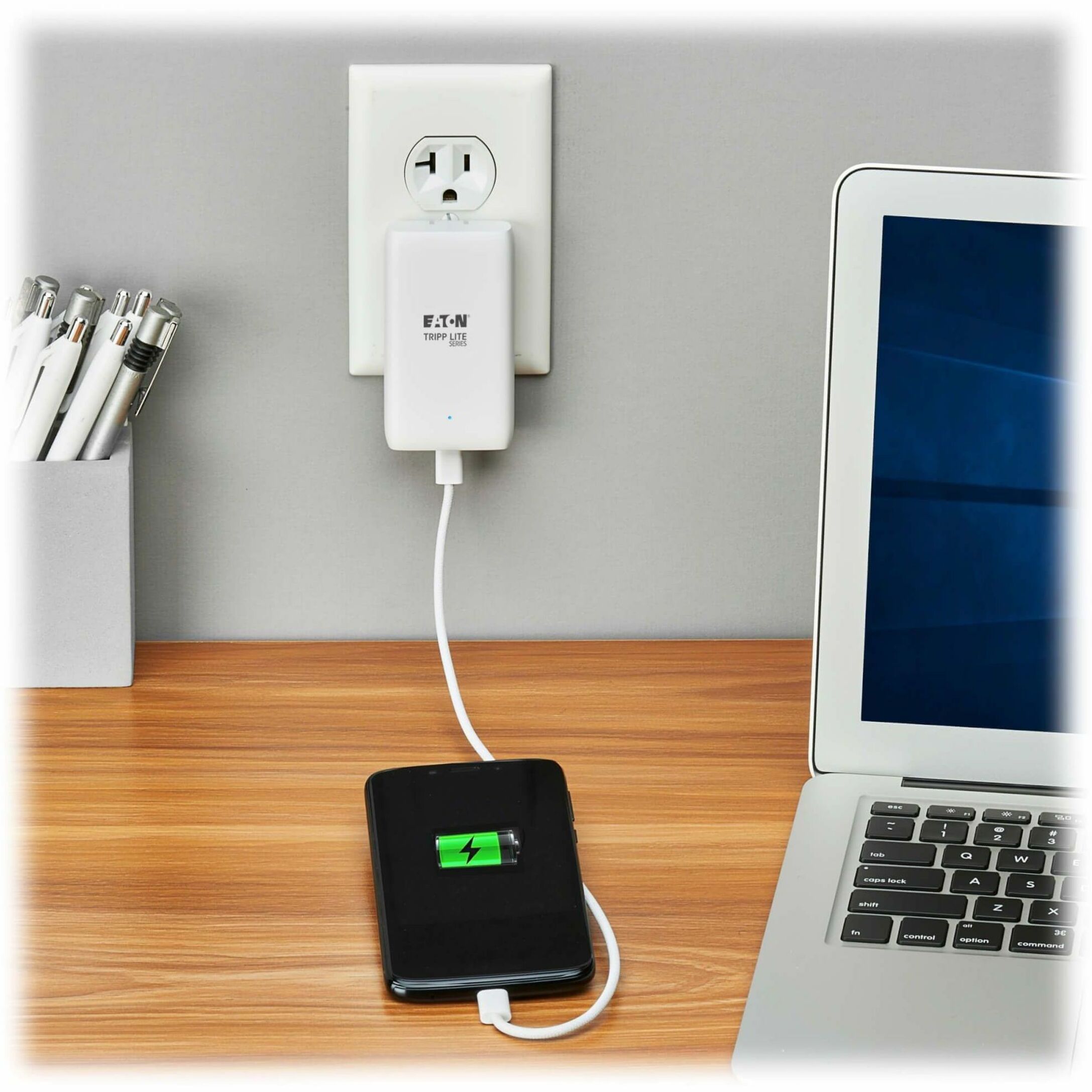 Eaton Tripp Lite Series Flat 1-Port USB-C Wall Charger - GaN Technology, 45W PD 3.0 Charging, White (u280-wf1-45c1-g)