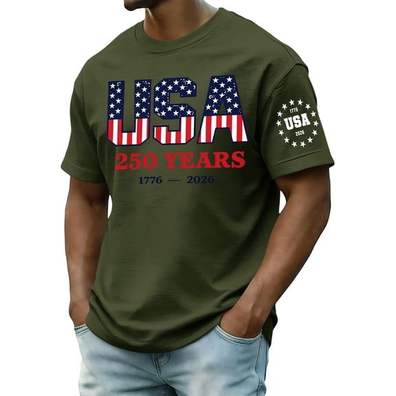 LWavelet 4th of July Men's T-Shirt American Flag Patriotic Tee Independence Day Short Sleeve Tee Top