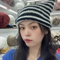 thumbnail image 5 of Crochet Hats for Women Punk Grunge Design Beanies for Women Cat Meow Winter Hat Beret Two Cute Ears Beanies, 5 of 7