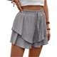thumbnail image 1 of Pantalones cortos fluidos for mujer, falda pantalón estilo bohemio con volantes y mariposas, cintura alta, tela texturizada, doble capa, Color sólido, informal, 1 of 7