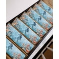 thumbnail image 3 of Blue Coastal Seahorse Stair Treads for Wooden Steps Indoor Runner Rug Carpet, Summer Beach Starfish Botanical 4 Pieces Peel and Stick Staircase Step Treads Covers Washable Throw Door Mats, 30"x8", 3 of 5
