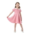 thumbnail image 2 of XEGLSBU Girls Dresses Size 10-12 Formal Classic and Summer Girls' Dress School Style Children's and Autumn Color Contrast Short Sleeved Dress 4 13 Years Old Pink Size 11-12 Years, 2 of 9