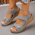 thumbnail image 4 of Rokment Women's Orthopedic Wedge Walking Sandals Beach Comfortable Arch Support Platform Mid Heels Non Slip Work Summer Shoes for Woman with Adjustable Straps Grey Size 7.5, 4 of 6