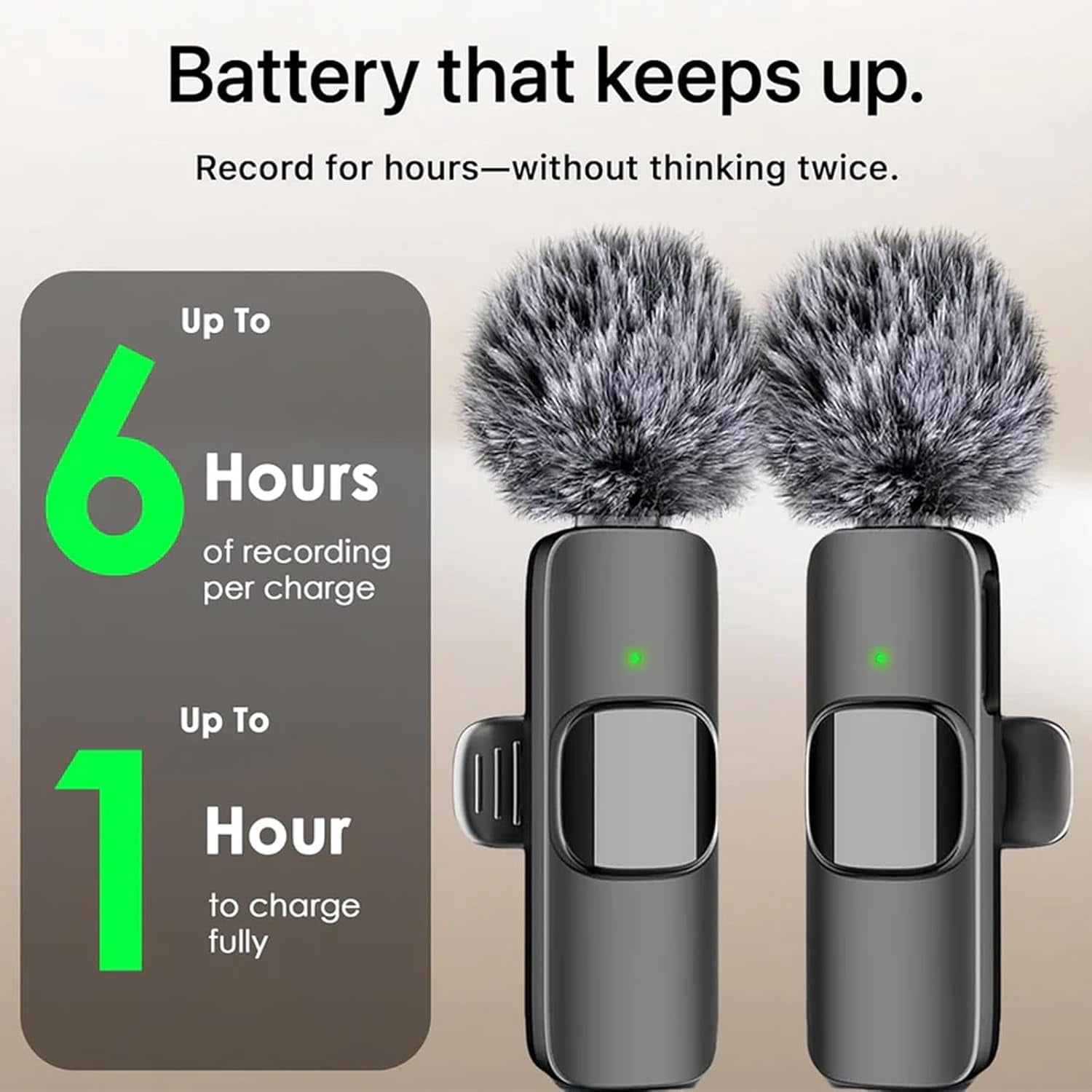 Wireless Noise-Reducing Mic Set, 2 Pack Wireless Lavalier Microphone, Lapel Mic Plug and Play, Long Battery Life & Easy to Carry, for Video Recording Interview (2 Pack)