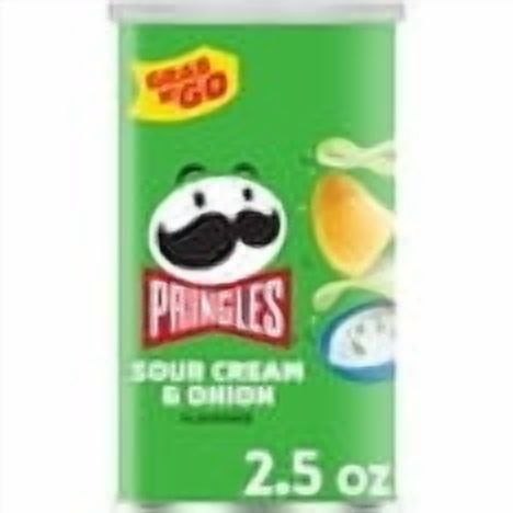 Pringles Sour Cream and Onion Potato Crisps Chips, Lunch Snacks, 2.5 oz Canister