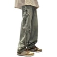 thumbnail image 3 of Liacowi Women Grunge Jeans Vintage Star Embroidery Straight Pants Retre Wide Leg Long Street Trousers for Fall Spring, 3 of 9