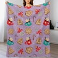 thumbnail image 2 of Christmas Gingerbread Purple Flannel Fleece Throw Blanket Xmas Candy Cane 50x60 Inches Soft Blanket for Couch,Cozy,Warm,Lightweight, 2 of 6