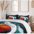 thumbnail image 6 of Ambesonne Animal Duvet Cover Sets, Whale and Fisher Sailor, 2-Queen, Blue Dark Blue and White, 6 of 7