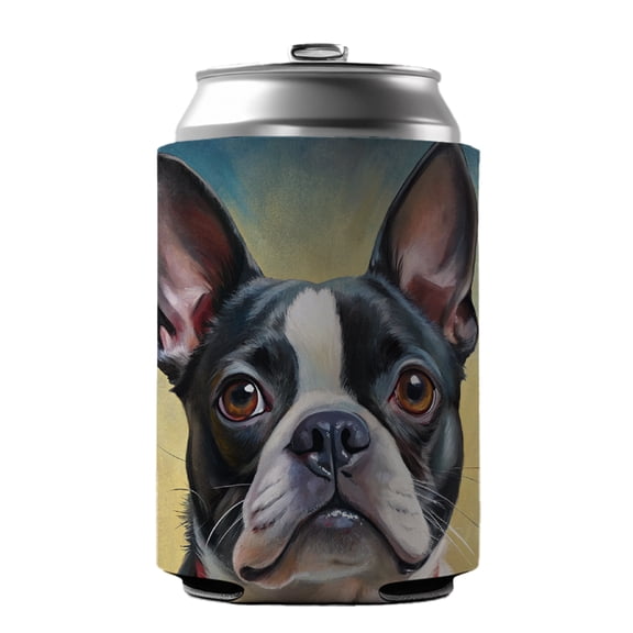 Boston Terrier Dog Illustration Drink Beer Soda Insulated Sleeve Holder Can Cooler Hugger