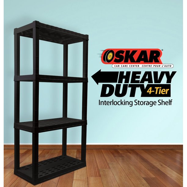 Oskar Heavy Duty 30"W x 14"D x 57"H 4Shelf Plastic Shelving, 400 lb