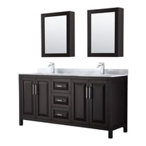 Wyndham Collection Daria 72" Wood & Marble Double Bathroom Vanity in Espresso