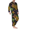 thumbnail image 2 of Cauagu Mardi Gras Surface Print Men's Long-Sleeve Pajama Set,Soft Button-Front 2Pjs for Men Long Sleeve Men’s Sleepwear-Medium, 2 of 7