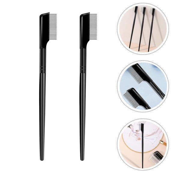 LEORX 2 PCS Eyebrow Comb Eyelash Separator Hair Separate Eye Lash Comb Eyelashes Tools Pocket Black 17.50X2.00X0.50CM