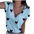 thumbnail image 2 of DPTALR Femmes Grande Taille Manches Courtes Col en V Imprimé Blouse Décontractée T-shirt Hauts, 2 of 5